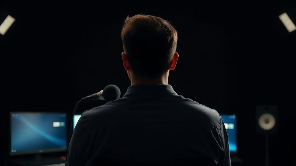 Over shoulder camera angle example for an AI studio portrait