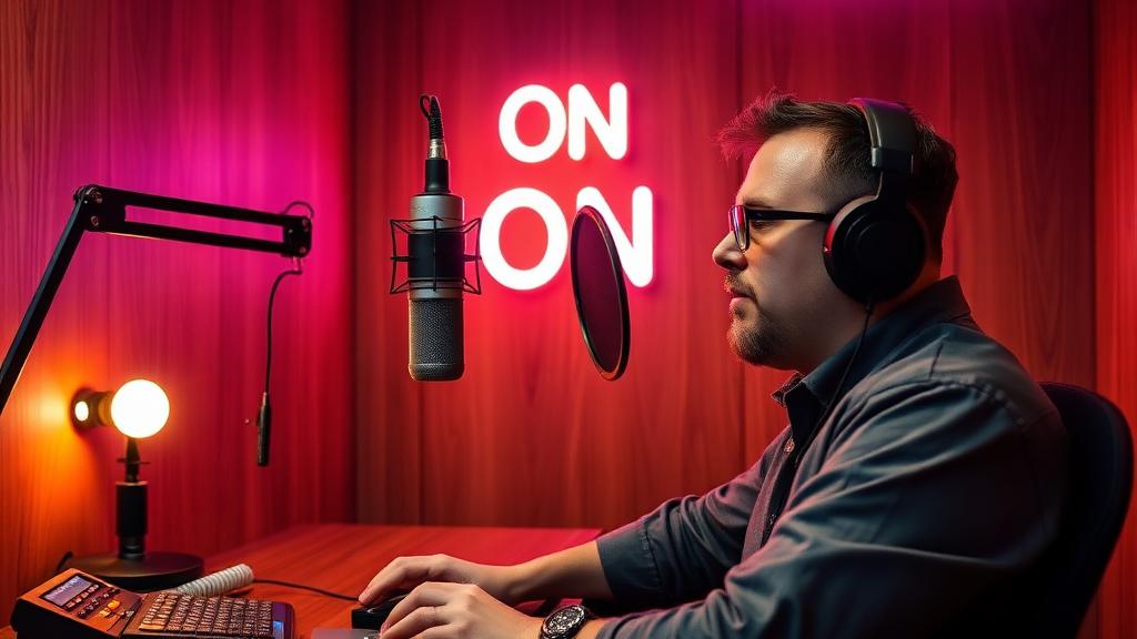 Podcast Booth AI creator studio portrait example